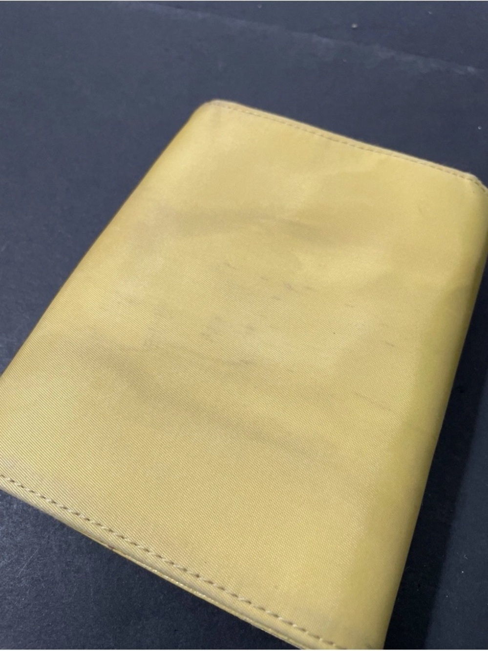 PRADA Triangle Logo Fold Wallet Nylon Butter Yellow ✨USED - Authentic - Picture 5 of 7